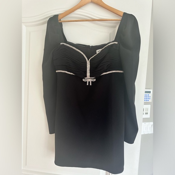 Self portrait, black dress with crystals